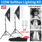 2×135W Softbox Lighting Kit Photography Continuous Soft Box Light Stand Studio